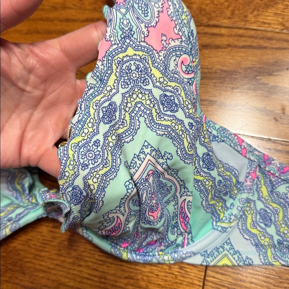 2/$10 Victoria's Secret 34D Paisley Bikini Top - Blue, Pink, Yellow - Picture 5 of 5